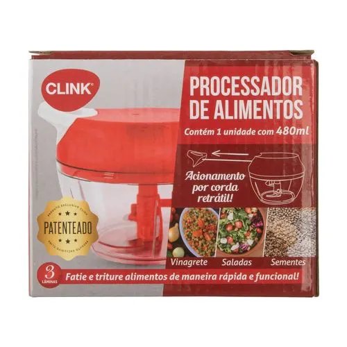 Processador Manual Alimentos 500 ml Plástico e Lamina Aço INOX 13,5 cm x 12,5 cm X10 cm (1 un) — imagem 3