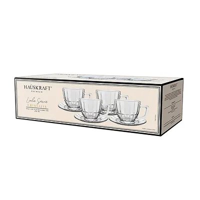 Xícara de Chá com Pires Vidro Transparente 250ml 4 Peças — imagem 2