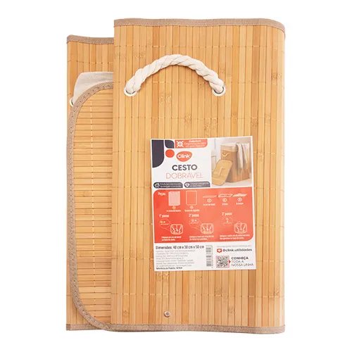 Cesto Dobrável Bambu 40 cm x 30 cm x 50 cm — imagem 2