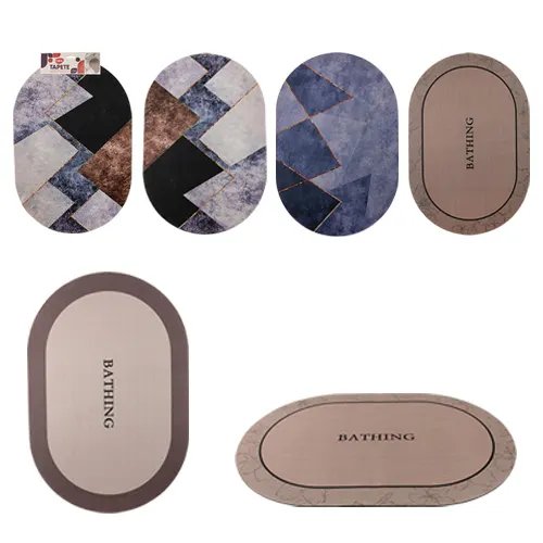Tapete Banheiro Oval Poliéster e Fibra PVC 58 cm x 38 cm x 0,25 cm — imagem 3