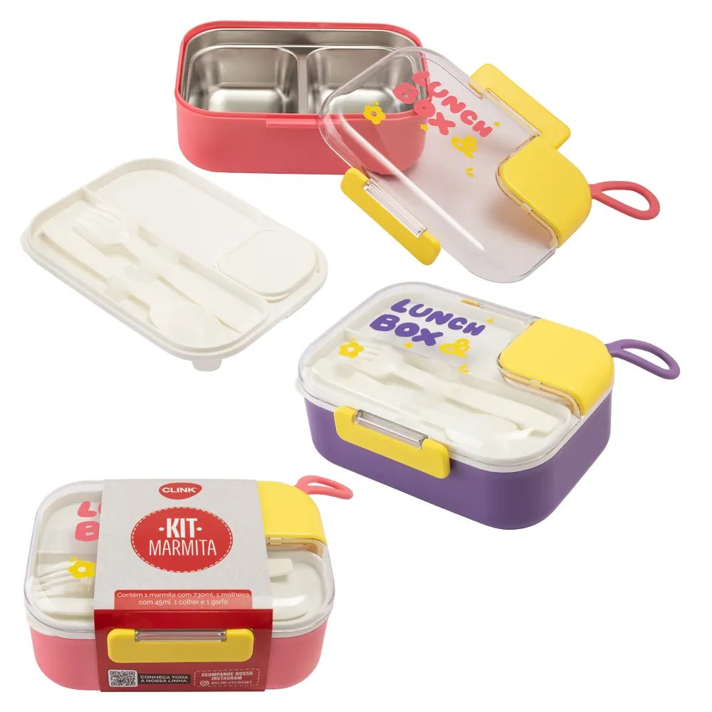 KIT Marmita 730 ml Molheira 45 ml Talheres Plástico As, PP 18,5 cm x 14,5 cm x 8 cm — imagem 2