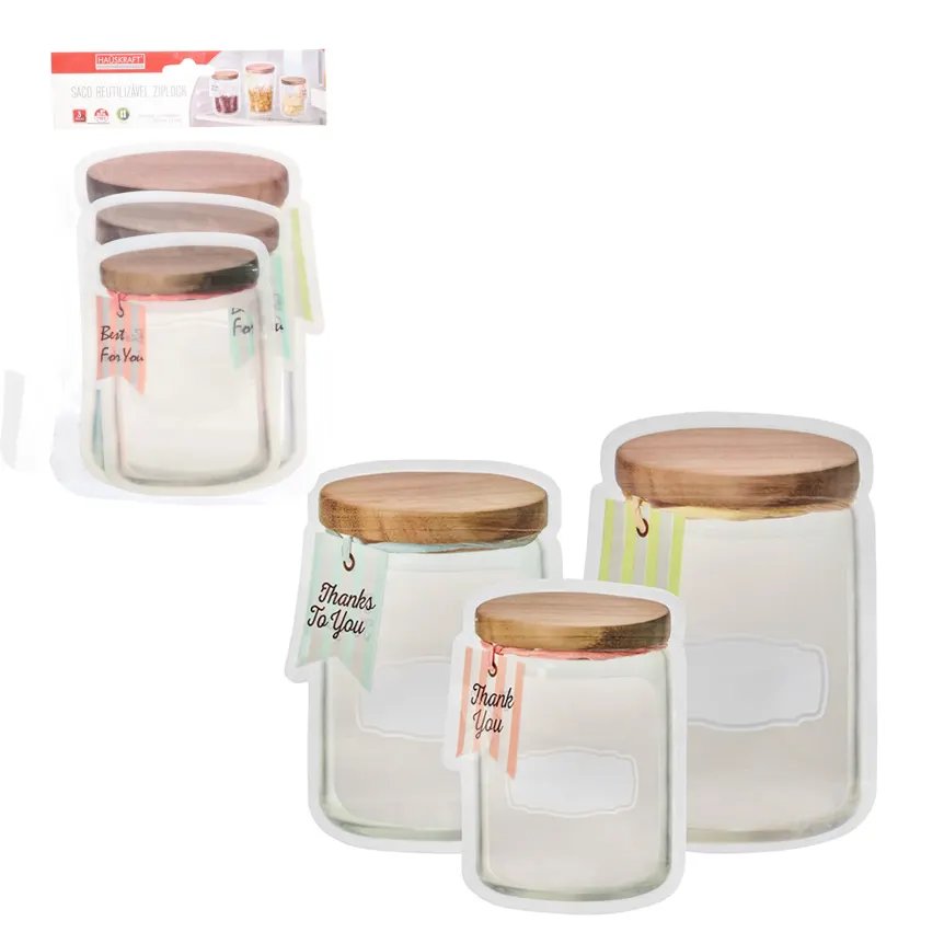 Jogo 3 Sacos Reutilizável Ziplock Pote — imagem 2