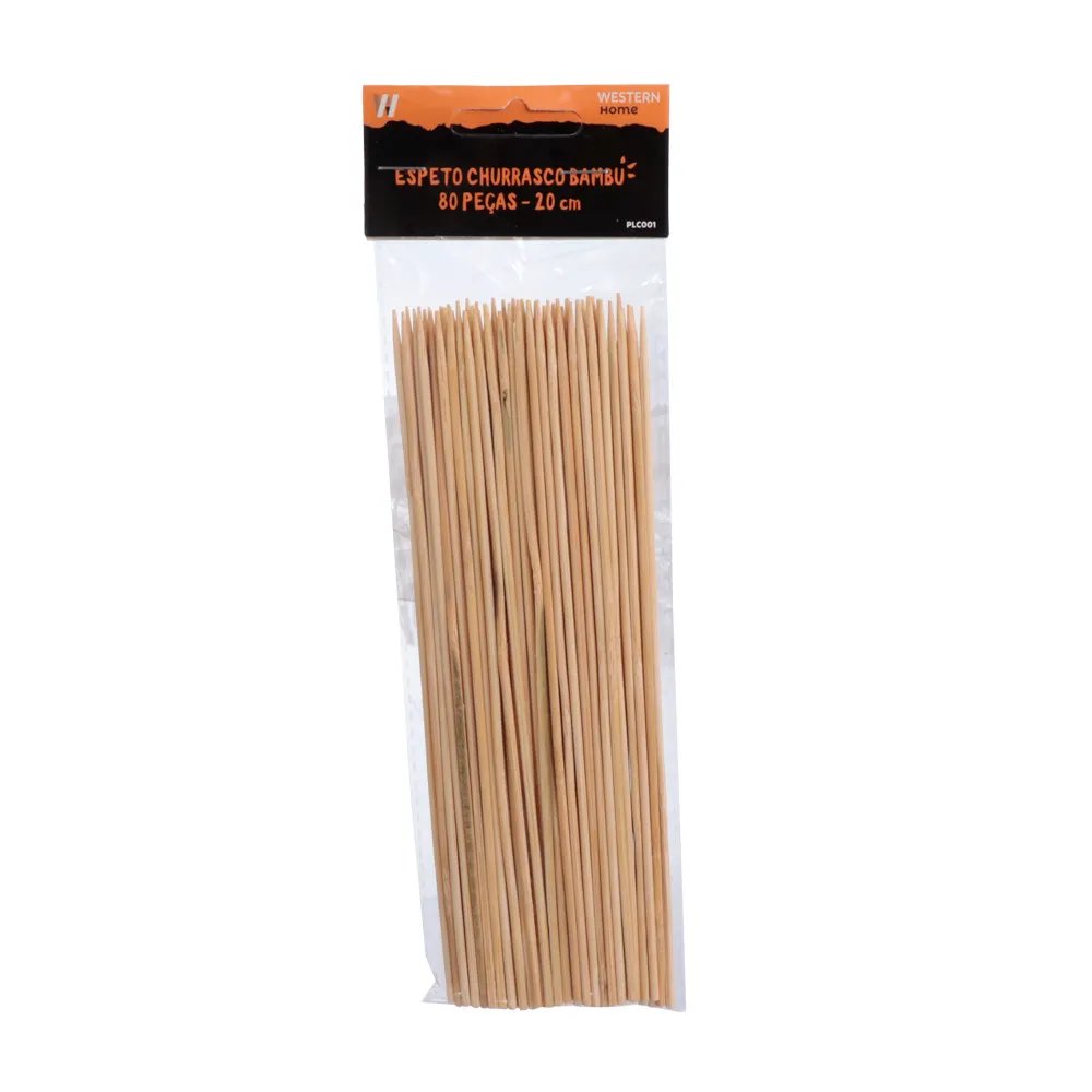 Espeto para Churrasco Bambu 20cm 80 Peças — imagem 3