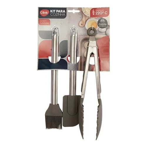 KIT 3 Utensilios Silicole e Nylon com Cabo de Aço INOX, 25,5 cm x 3,7 cm x 4 cm — imagem 2