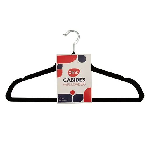 Cabide Aveludado KIT 3 Pçs Plástico PP e Ferro 44,5 cm x 23,5 cm x 0,5 cm — imagem 3
