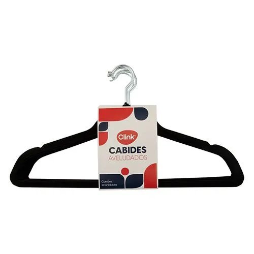 Cabide Aveludado KIT 10 Pçs Plástico PP e Ferro 44,5 cm x 23,5 cm x 0,5 cm — imagem 3