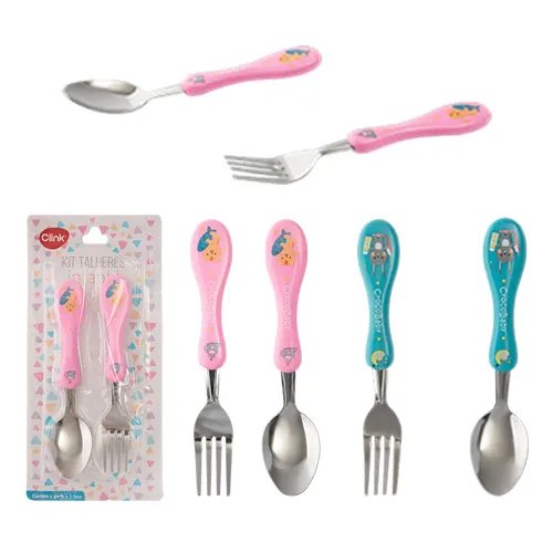KIT Talheres Infantil Ferro e Plástico PP 15 cm x 3 cm x 1 cm — imagem 2