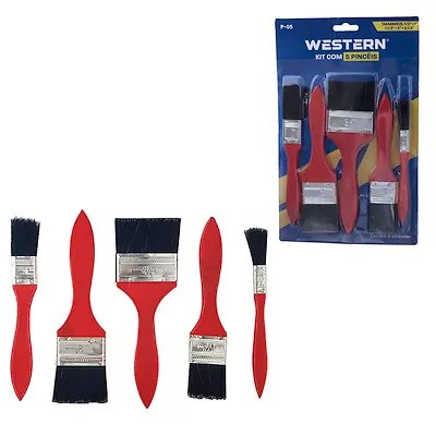 Pincel Pintura Cabo Vermelho 5 Peças — imagem 2