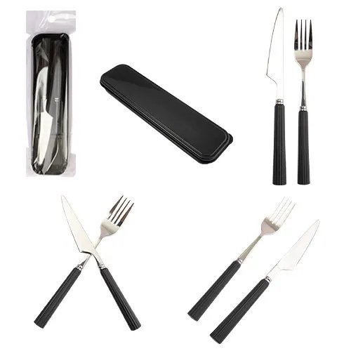 KIT Garfo Faca Plástico PP e Aço INOX 19,3 cm x 2,6 cm x 26,5 cm — imagem 2