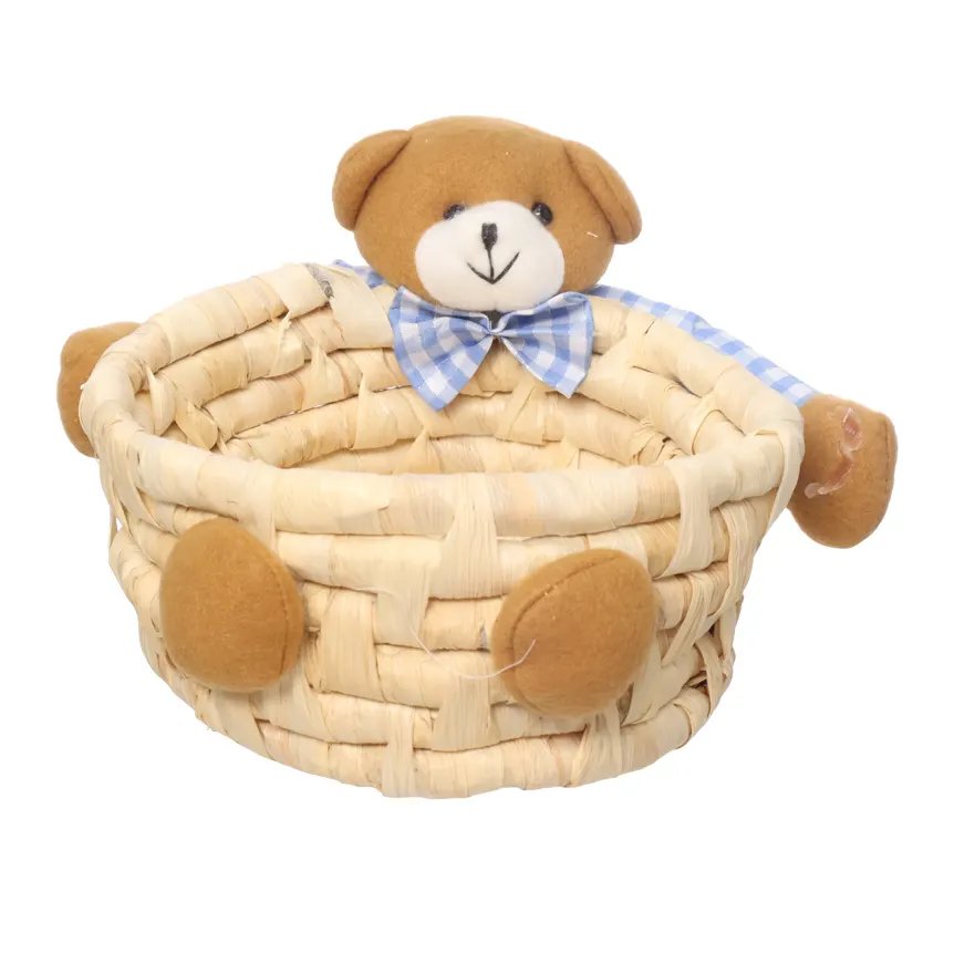 Cesta Palha Urso Pelúcia 13cm — imagem 2