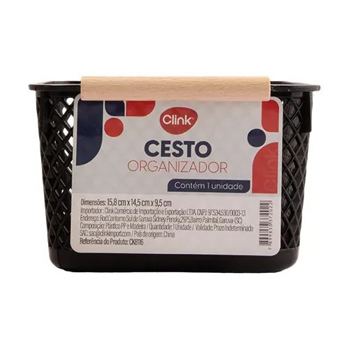 Cesto Organizador para Escritorio G Plástico PP e Madeira 15,8 cm x 14,5 cm x 9,5 cm — imagem 2