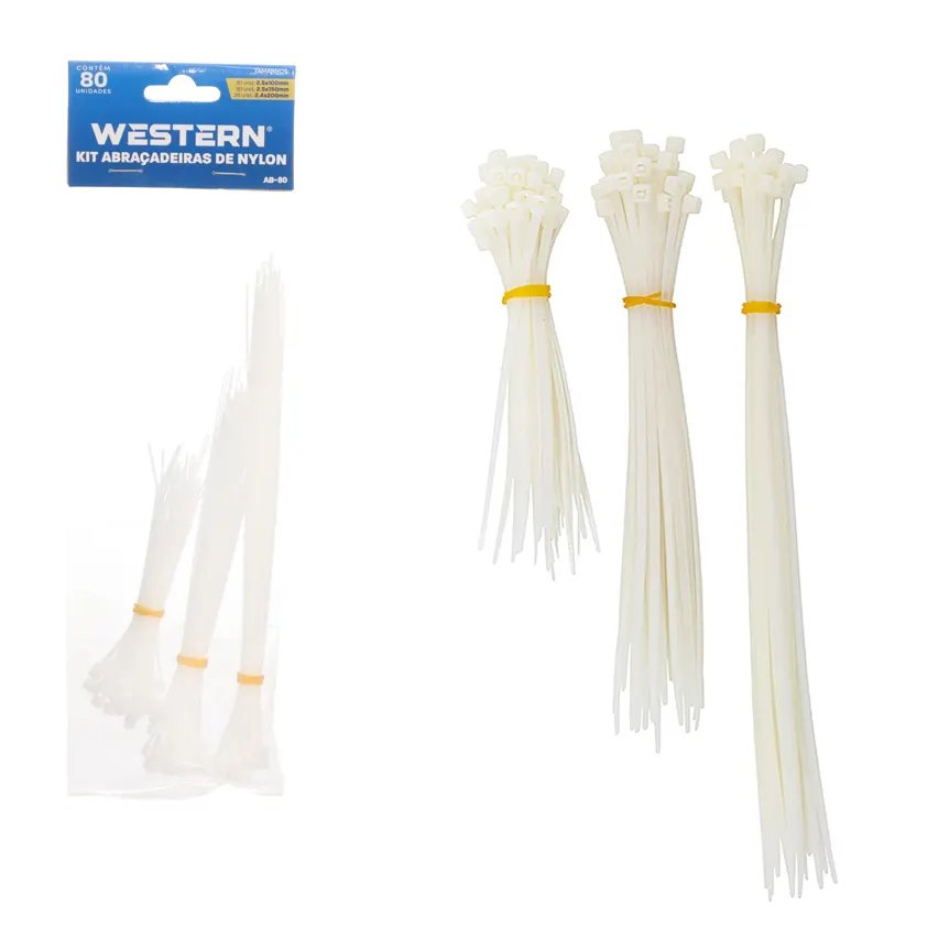 Jogo com 80 Abraçadeiras Branco 100 a 200mm — imagem 2