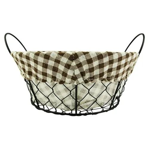 Cesto Pães Redondo Metal Algodão 26 cm x 14,5 cm (1 un) — imagem 3