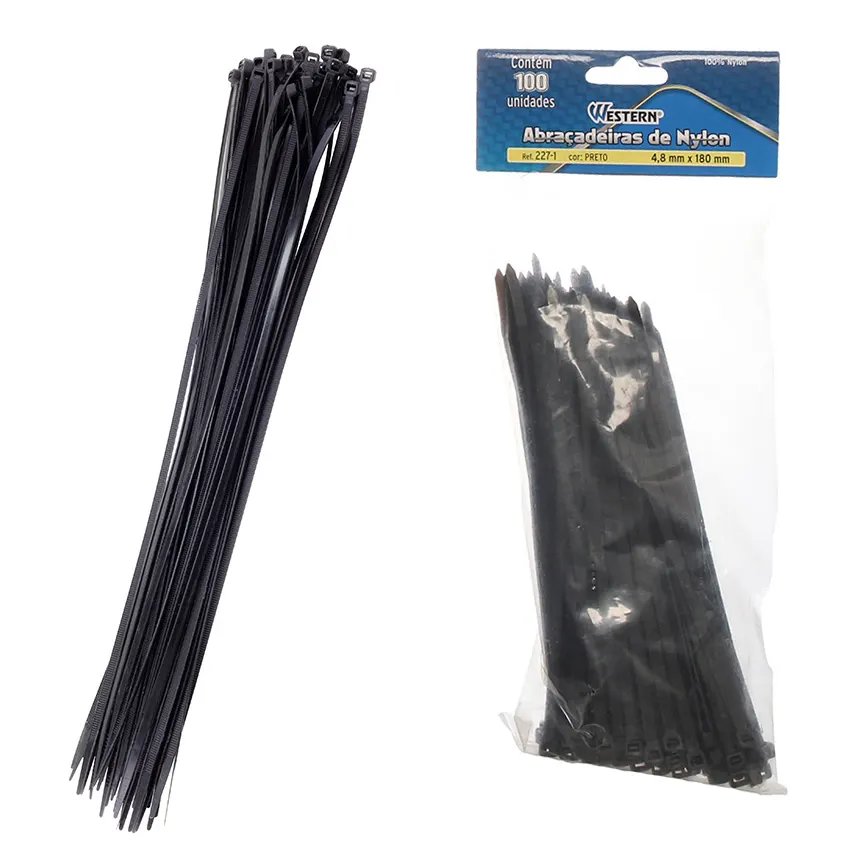 Jogo com 100 Abraçadeiras Preto 4,6x180mm — imagem 2