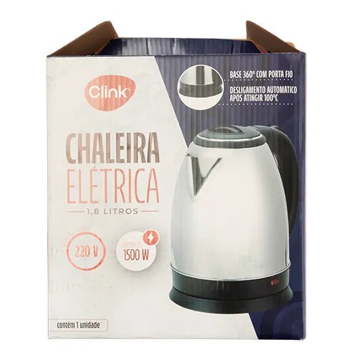 Chaleira Elétrica 1,8 L 220 V Plástico PP e Aço INOX 21,5 cm x 16,3 cm x 24 cm — imagem 3