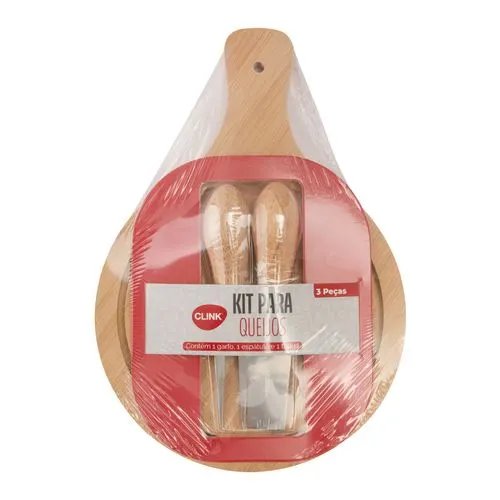 KIT Queijos Tábua 3 Pçs Madeira, Bambu e Aço INOX 17,5 cm x 1 cm x 27 cm — imagem 3