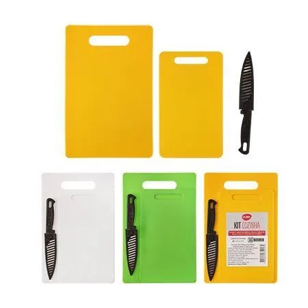 KIT 2 Tabuas e Faca Plástico e Aço INOX 28,5 cm x 19 cm x 0,5 cm — imagem 2