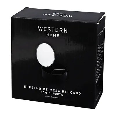 Espelho de Mesa Redondo com Suporte 13,5cm Preto — imagem 2