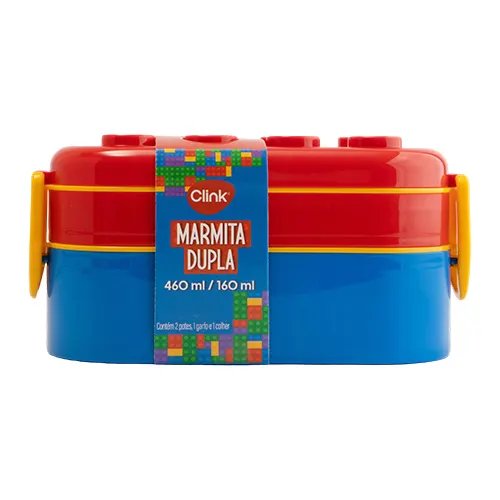 Marmita Bloco de Montar Duplo 460 Ml/ 160 ml Plástico PP 20 cm x 8,5 cm x 10 cm — imagem 2