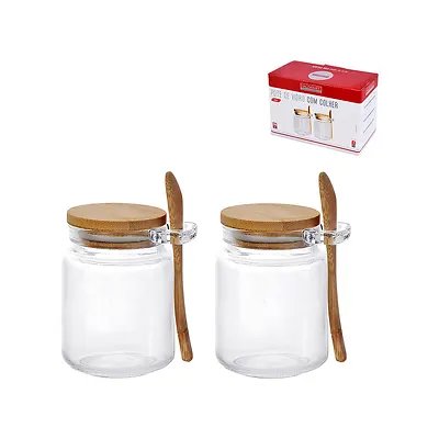 Pote Redondo Vidro Colher 250ml 2 Peças — imagem 2