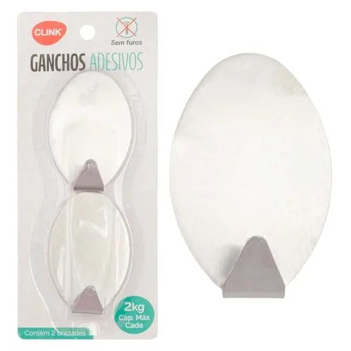 Ganchos Adesivos KIT 2 Pçs Aço INOX 4,5 cm x 7 cm x 2,7 cm — imagem 2