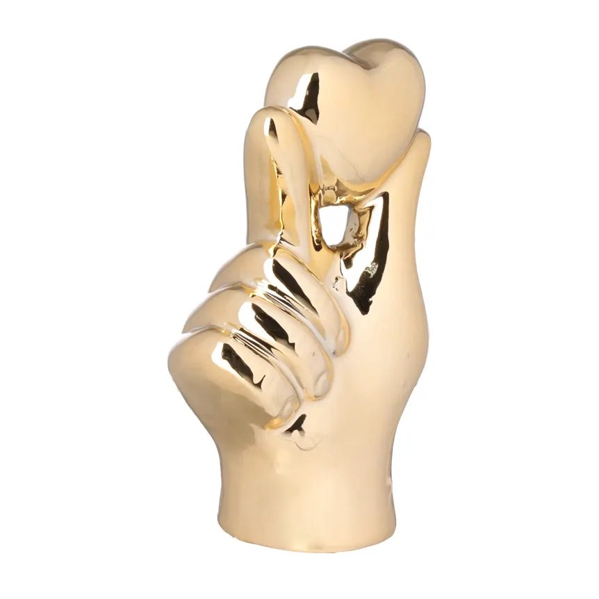 Figura Coração Dedos Dourada 110mm — imagem 2