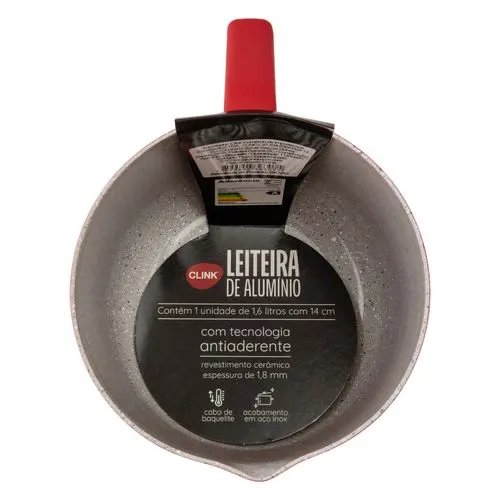 Leiteira 14 cm 1,6 L Vermelha Alúminio e Baquelite 14 cm x 12 cm x 19,5 cm — imagem 3