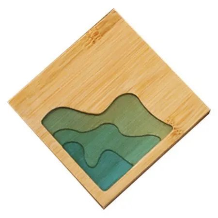 Porta Copo Retangular Bambu Resina 9 cm x 9 cm x 0,8 cm — imagem 2