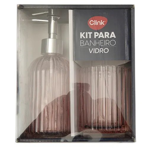 KIT 2 Pçs Banheiro Transparente Vidro, Plástico PP 6,8 cm x 6,8 cm x 18,6 cm — imagem 2