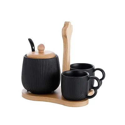 Xícara de Café Açúcar Oásis Preta 4 Peças — imagem 3