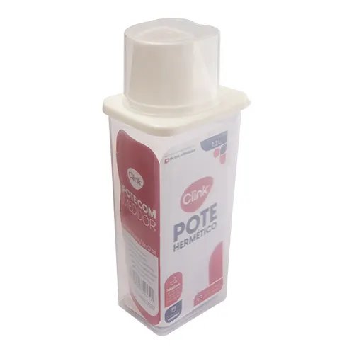 Pote Hermético Medidor Plástico PP 1,2 L / 9 cm x 6,7 cm x 27 cm — imagem 3
