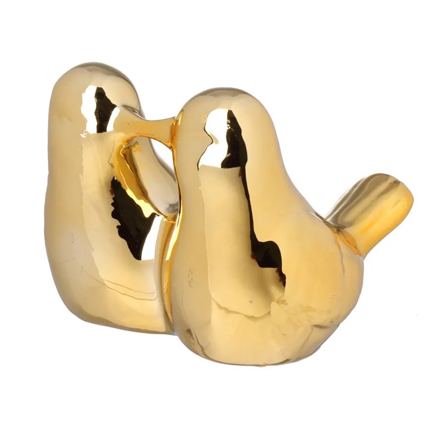 Figura Pássaro Casal Dourada 110mm — imagem 3