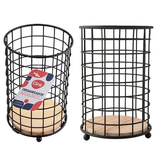 Organizador Aramado Ferro e MDF 11 cm x 11 cm x 16,5 cm — imagem 3