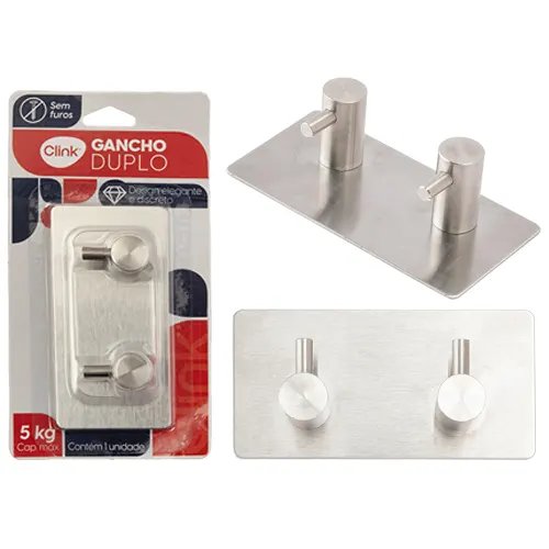 Gancho Adesivo Duplo Metal 9 cm x 4,5 cm x 3 cm (1 un) — imagem 2