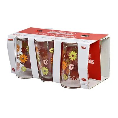Copo Alto Vidro Flor 190ml 6 Peças — imagem 3