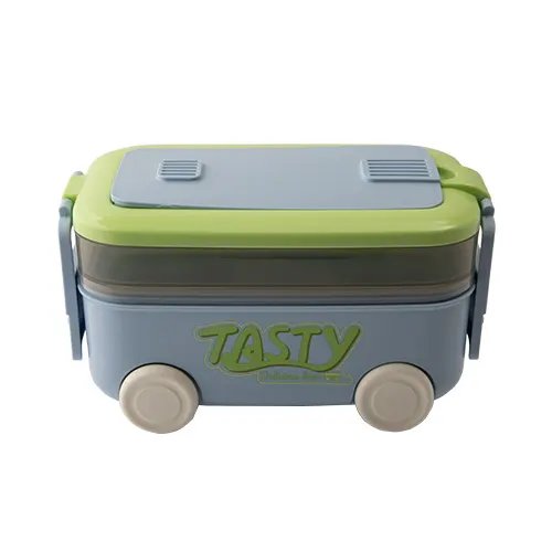 Marmita Infantil 1 L com Colher e Garfo Plástico PP 18,5 cm x 10,5 cm x 10 cm — imagem 2