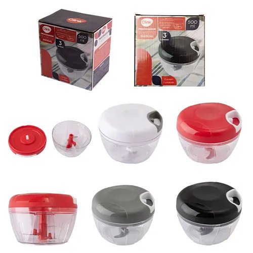 Processador Manual Alimentos 500 ml Plástico 12,5 cm x 12,5 cm x 9 cm (1 un) — imagem 2