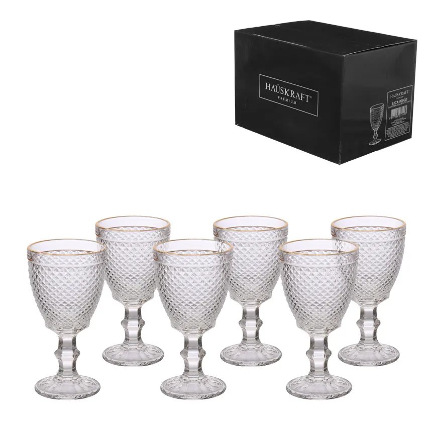 Taça Água/Vinho BJ Transparente com Borda Dourada 320ml 6 Peças — imagem 3