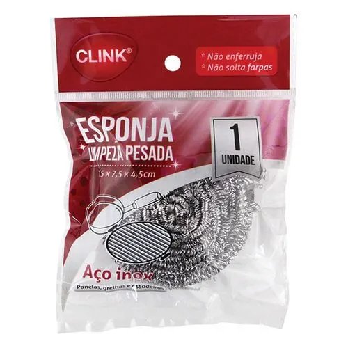 Esponja Limpeza Pesada Aço INOX 7,5 cm x 4,5 cm (1 un) — imagem 3
