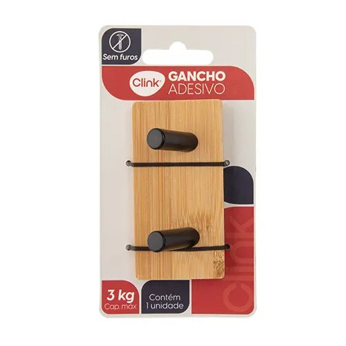 Gancho Duplo Ferro e Bambu 9 cm x 4,5 cm x 4 cm — imagem 3