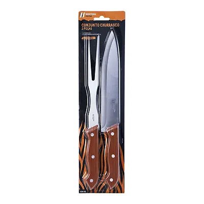 Utensílios Churrasco Cabo Marrom 2 Peças — imagem 5