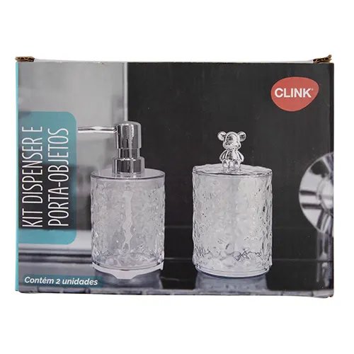 KIT Banheiro 2 PçsDispenser e Porta Escovas 350 ml Plástico PET 14,5 cm x 7,5 cm x 7,5 cm — imagem 2