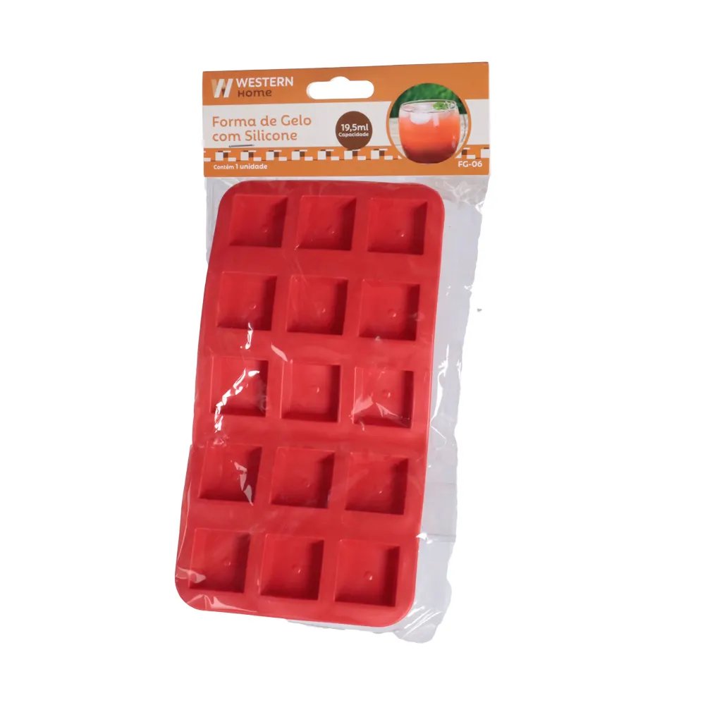 Forma de Gelo Quadrada Silicone Vermelha 19,5cm — imagem 2
