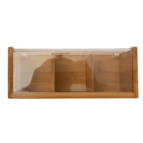 Caixa Chá 3 Nichos Bambu e Plástico Ps 21,5 cm x 11 cm x 8,5 cm — imagem 2