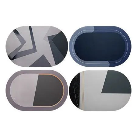 Tapete Banheiro Oval Poliéster e Fibra PVC 58 cm x 38 cm x 0,25 cm — imagem 2