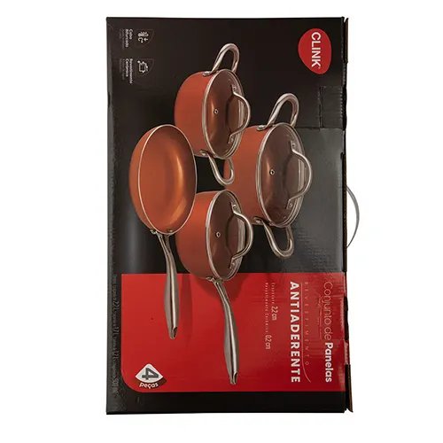 Jogo Panelas Cobre 4 PçsAlúminio, Aço INOX e Vidro 50 cm x 14 cm x 33 cm — imagem 2