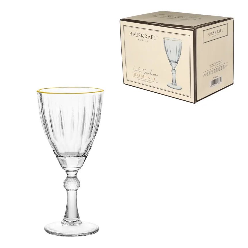 Taça Água/Vinho Domi Transparente com Borda Dourada 275ml 6 Peças — imagem 2
