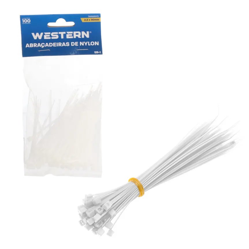 Jogo com 100 Abraçadeiras Branco 2,5x80mm — imagem 2