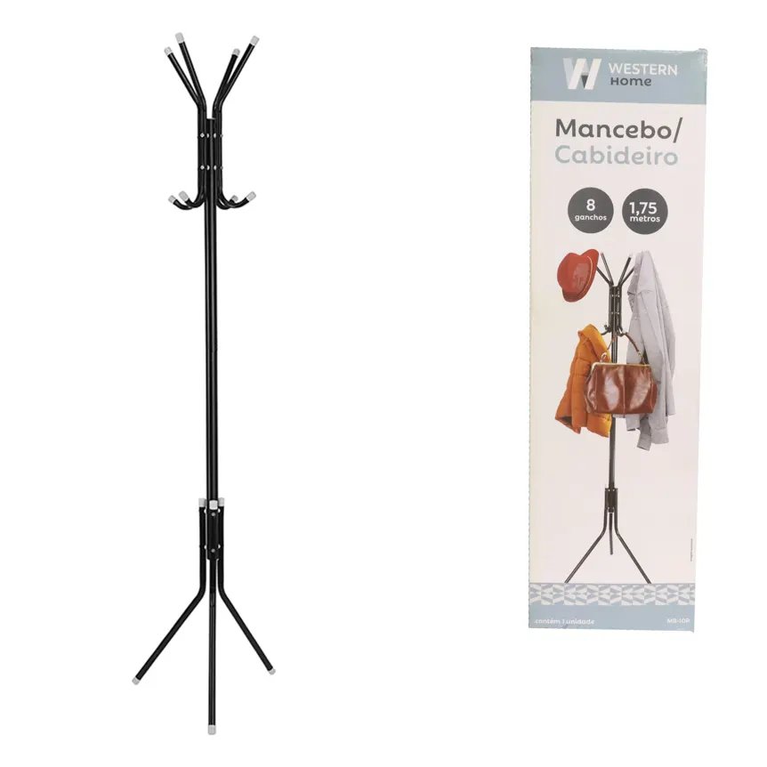 Mancebo Cabideiro Preto 175cm — imagem 2