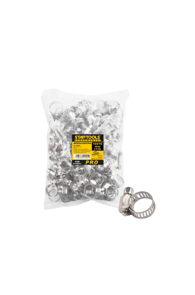 Abraçadeira Americano 100 Pçs - 10X16mm (1/2) - Inox Vazado / com Parafuso — imagem 2